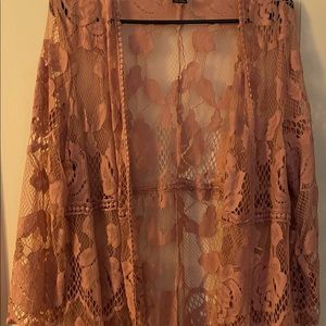 Pink lace kimono